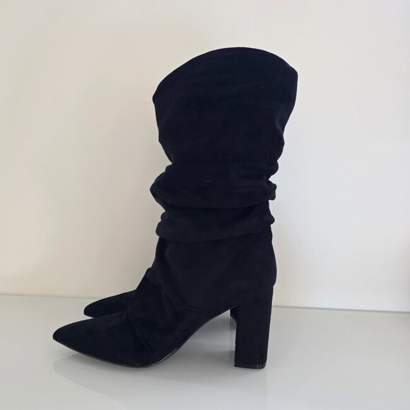 Marc Fisher Black Suede Slouch Boots Size 8M ๐ขโจ - Picture 8 of 16
